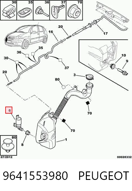 9641553980 Peugeot/Citroen Pompka spryskiwacza szyby przedniej
