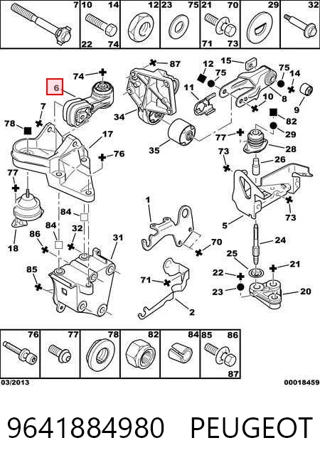 9641884980 Peugeot/Citroen Poduszka (podpora) silnika prawa