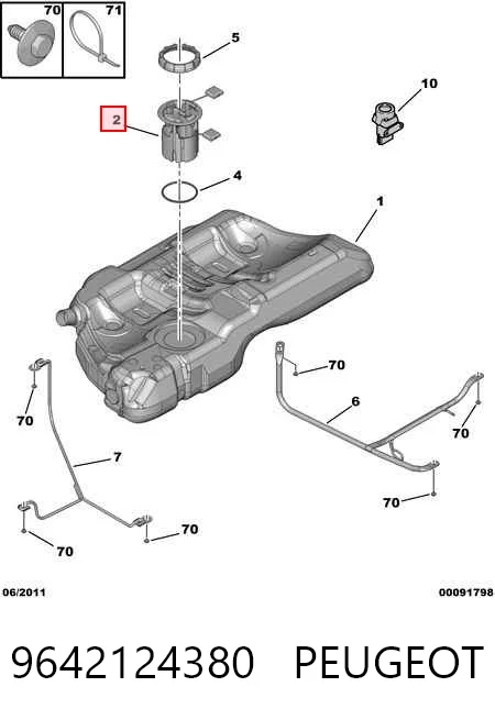 9642124380 Peugeot/Citroen Moduł pompy paliwowej z czujnikiem poziomu paliwa