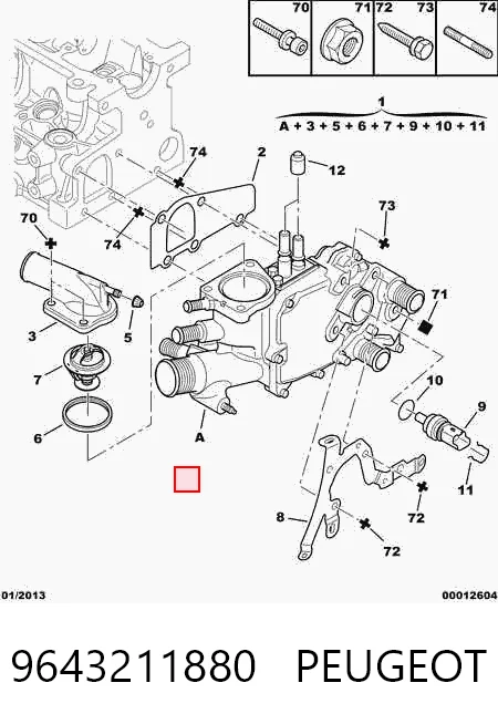 9643211880 Peugeot/Citroen Obudowa termostatu