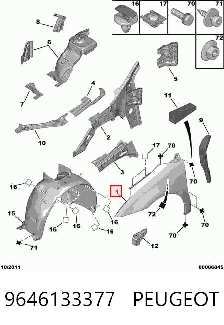  Błotnik przedni lewy Citroen C4 1
