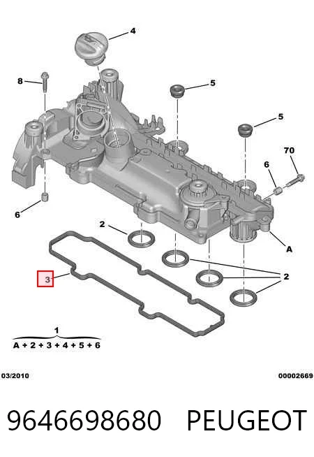 9646698680 Peugeot/Citroen Pokrywa zaworowa