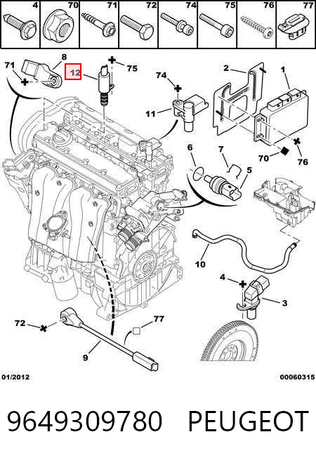 9649309780 Peugeot/Citroen Zawór elektromagnetyczny faz rozrządu