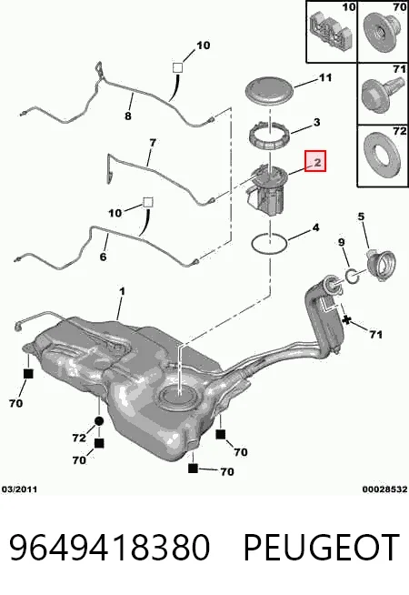 9649418380 Peugeot/Citroen Moduł pompy paliwowej z czujnikiem poziomu paliwa