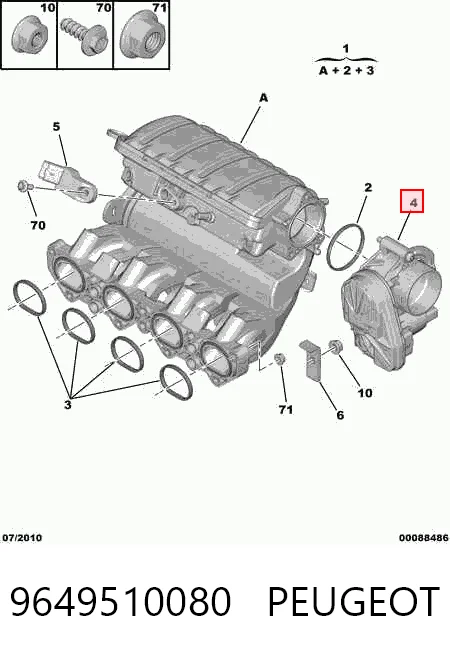 9649510080 Peugeot/Citroen Przepustnica, komplet
