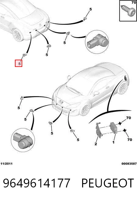 9649614177 Peugeot/Citroen Czujnik parkowania tylny