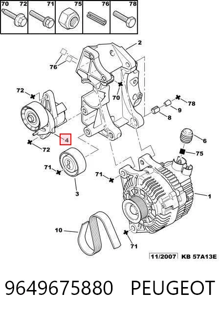 9649675880 Peugeot/Citroen Napinacz paska napędowego