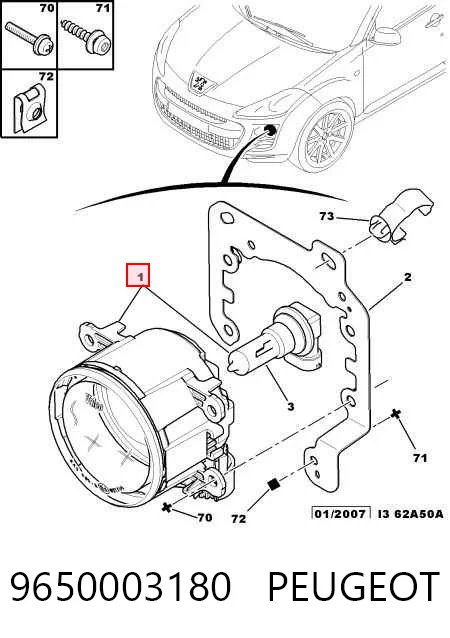 Lampa przeciwmgielna lewa/prawa 9650001680 VAG