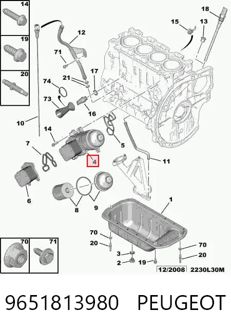 9656970080 Ford Obudowa filtra oleju