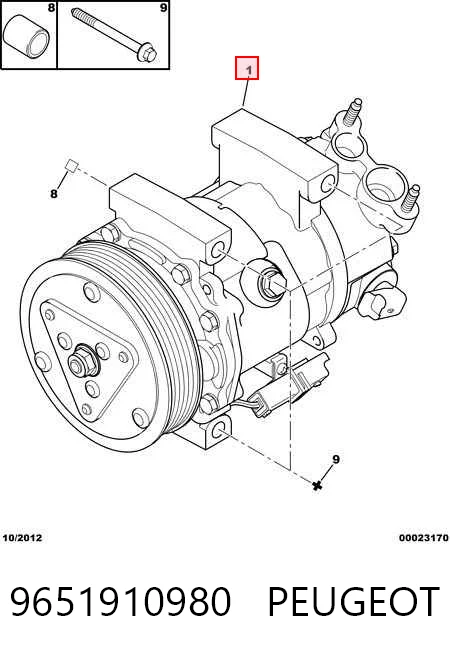 9651910980 Peugeot/Citroen Sprężarka klimatyzacji