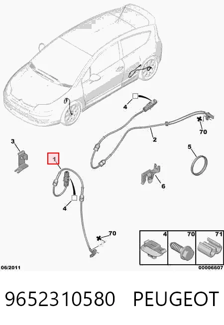 9652310580 Peugeot/Citroen Czujnik ABS przedni