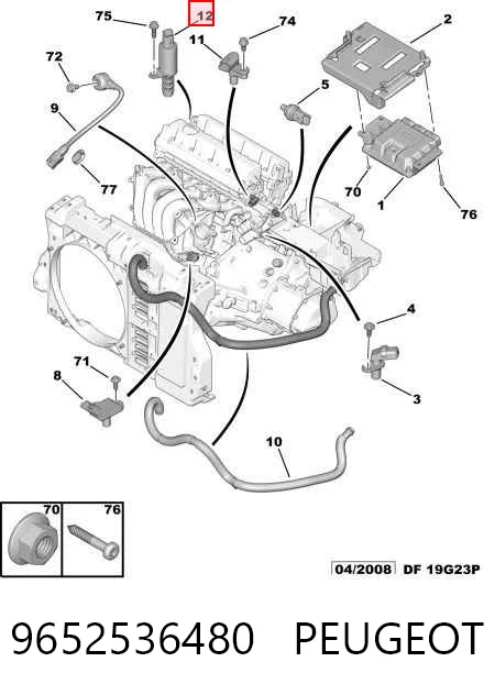 9652536480 Peugeot/Citroen Zawór elektromagnetyczny faz rozrządu