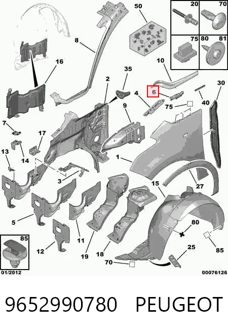 Błotnik przedni prawy Citroen C4 GRAND PICASSO I minivan (UA) (2006 - 2013) cena, od 141,17 USD