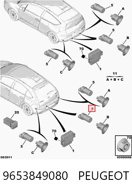9653849080 Peugeot/Citroen Czujnik parkowania tylny