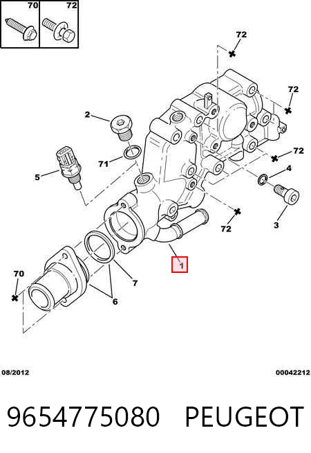 9654775080 Peugeot/Citroen Obudowa termostatu