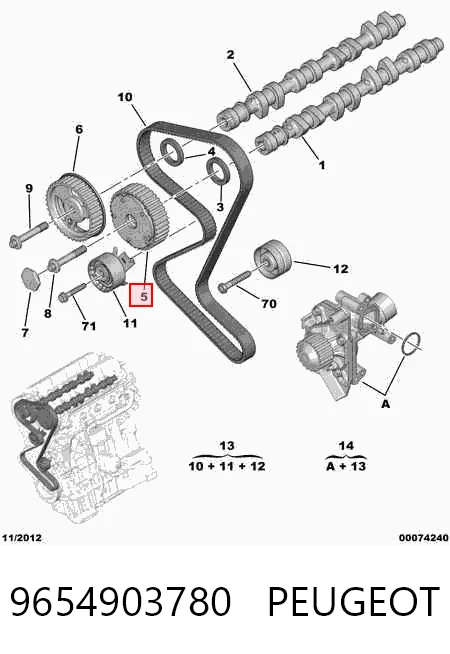 9654903780 Peugeot/Citroen Koło zębate walcowe wału rozrządu silnika, dolotowego (ssącego)