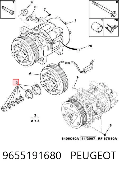 9655191680 Peugeot/Citroen Sprężarka klimatyzacji