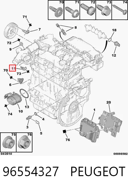 96554327 Peugeot/Citroen Czujnik temperatury powietrza wlotowego