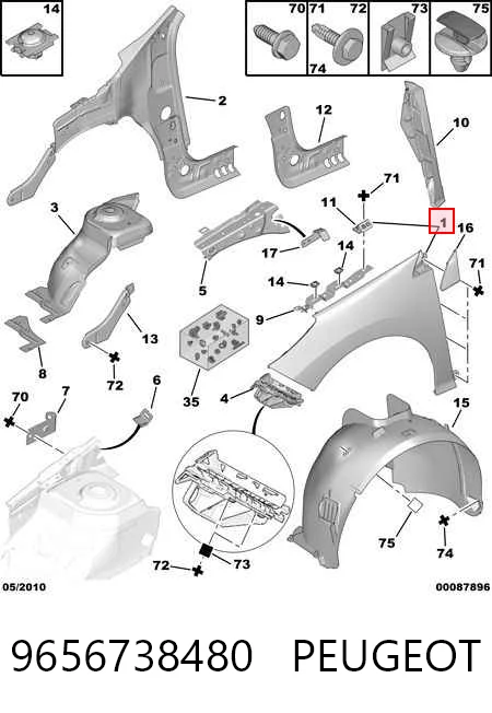  Błotnik przedni prawy Peugeot 308 1