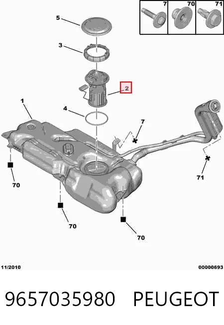 9657035980 Peugeot/Citroen Moduł pompy paliwowej z czujnikiem poziomu paliwa