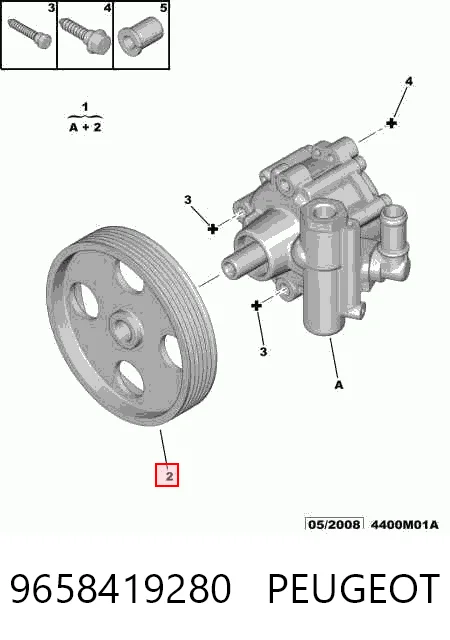 9658419280 Peugeot/Citroen Pompa wspomagania hydraulicznego kierownicy