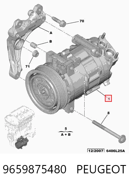 9659875480 Peugeot/Citroen Sprężarka klimatyzacji