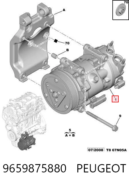 9659875880 Peugeot/Citroen Sprężarka klimatyzacji