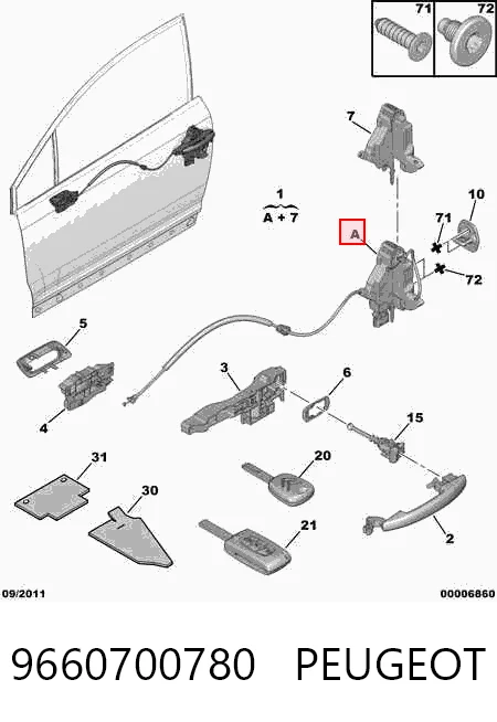 Zamek drzwi przednich lewych do Citroen C4 I LA