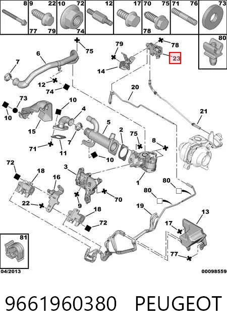 9661960380 Peugeot/Citroen Przetwornik ciśnienia (solenoid) doładowania