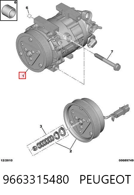 9663315480 Peugeot/Citroen Sprężarka klimatyzacji