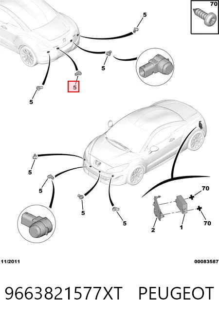 9663821577XT Peugeot/Citroen Czujnik parkowania tylny