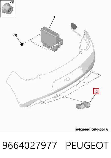 9664027977 Peugeot/Citroen Czujnik parkowania tylny