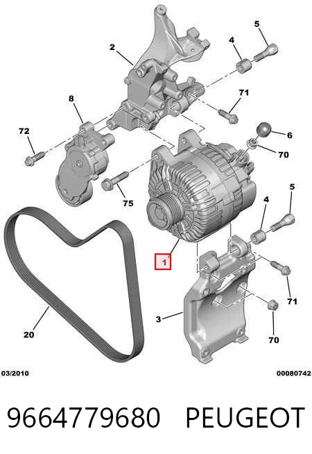 9664779680 Peugeot/Citroen Alternator