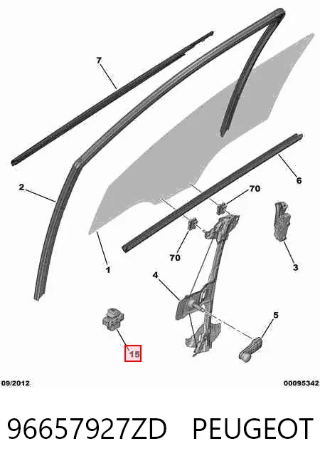 96657927ZD Peugeot/Citroen Włącznik przyciskowy podnośnika szyby przedni lewy