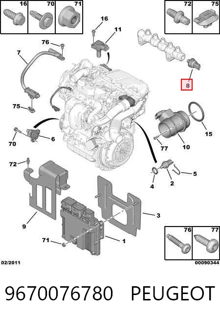 9670076780 Peugeot/Citroen Czujnik ciśnienia paliwa