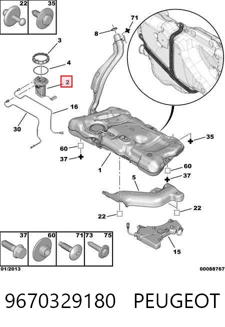 Czujnik poziomu paliwa w zbiorniku Peugeot 508 I sedana (8D) (2010 - 2018) cena, od 75,37 USD