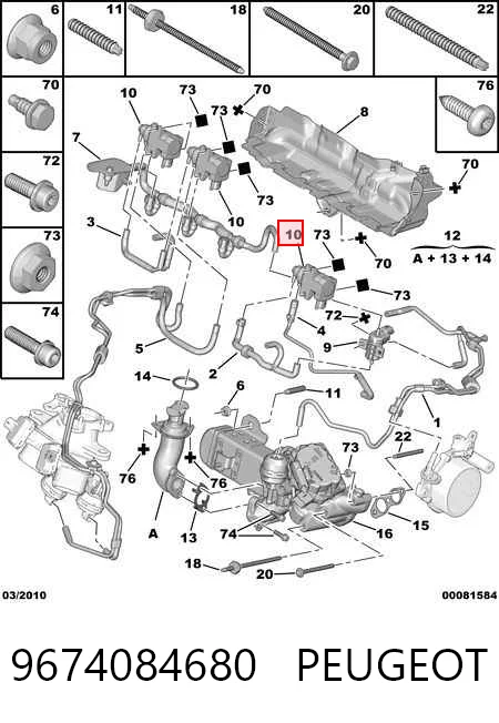 Przetwornik ciśnienia (solenoid) doładowania 9674084680 VAG