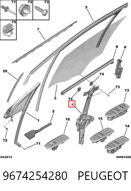 Do koszyka Mechanizm podnoszenia szyby drzwi przednich lewych Peugeot 208 I CA, CC