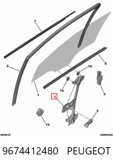 9674412480 Peugeot/Citroen Mechanizm podnoszenia szyby drzwi przednich lewych