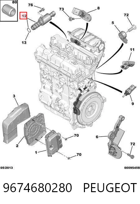 9674680280 Peugeot/Citroen Zawór elektromagnetyczny faz rozrządu