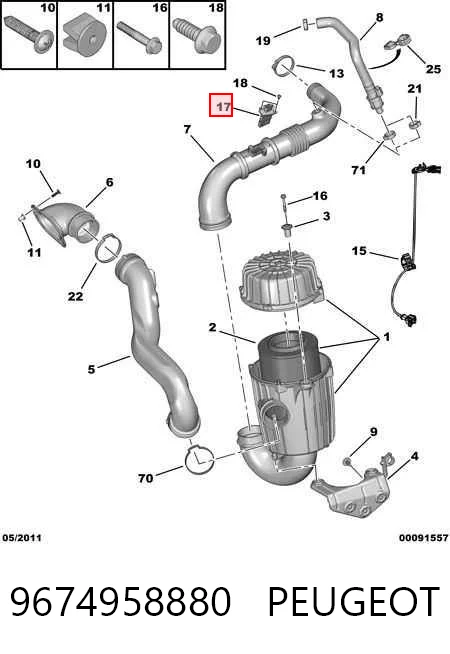 9674958880 Peugeot/Citroen Czujnik przepływu powietrza, przepływomierz powietrza M.A.F.