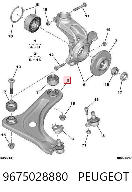 9675028880 Peugeot/Citroen Wahacz zawieszenia przedniego dolny prawy