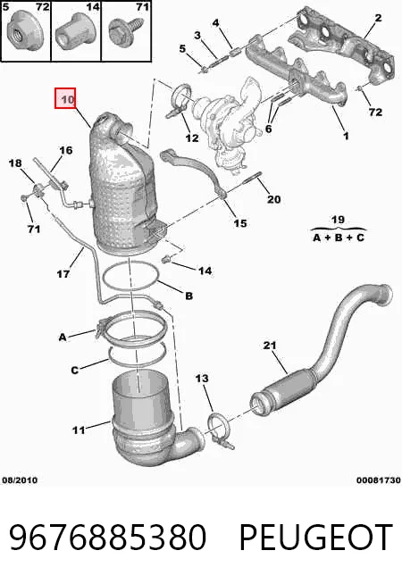 Konwerter-katalizator do Peugeot 308 II LB, LP, LW, LH, L3