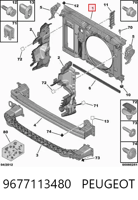 Osłona chłodnicy kompletna (panel mocowania reflektorów) do Peugeot 308 I 4A, 4C