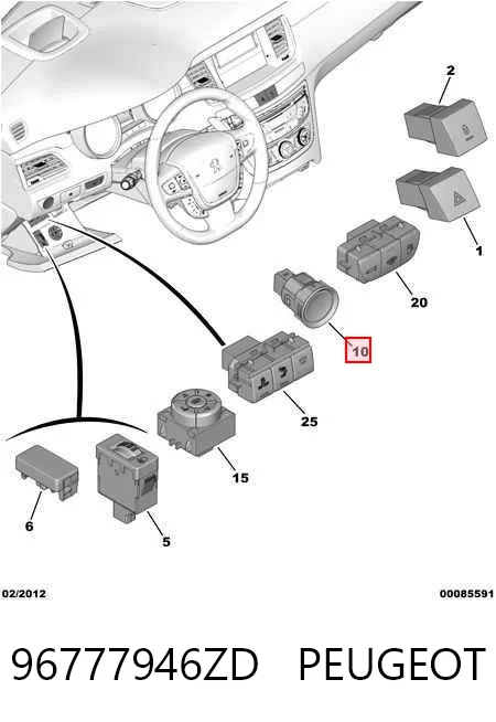 96777946ZD Peugeot/Citroen Przycisk uruchamiania silnika