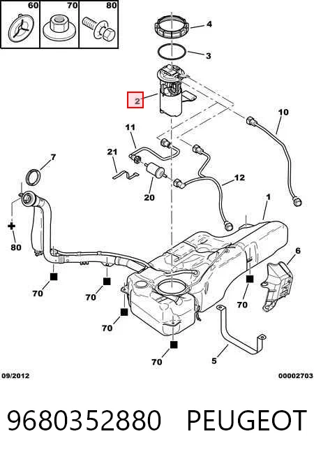 9680352880 Peugeot/Citroen Moduł pompy paliwowej z czujnikiem poziomu paliwa