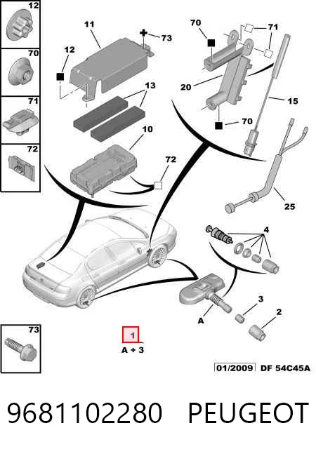 9681102280 Peugeot/Citroen Czujnik ciśnienia w oponach