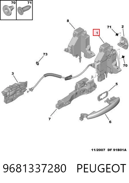 Zamek drzwi tylnych prawych Peugeot 407 SW kombi (6E) (2004 - 2011) cena, od 48,01 USD