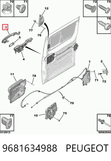 9681634988 Peugeot/Citroen Klamka drzwi bocznych przesuwnych zewnętrzna