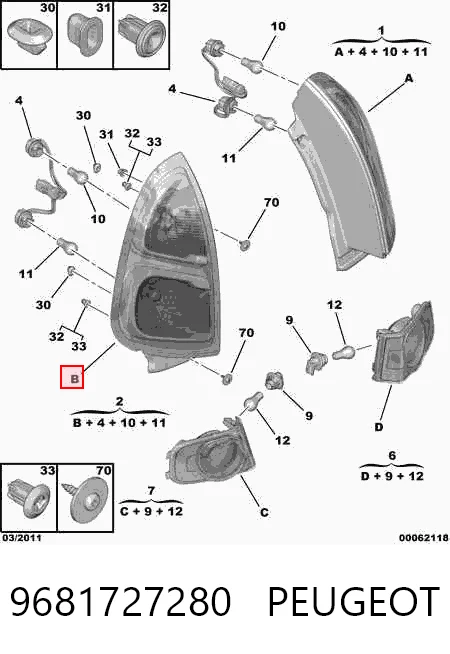 Lampa zespolona tylna lewa Citroen C3 Picasso minivan (SH) (2009 - 2026) cena, od 89,54 USD